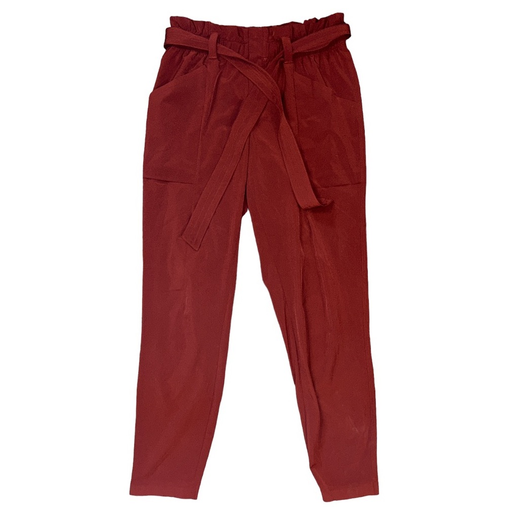 Athleta Skyline Burnt Orange Stretch Belted Casual Pull-On Ankle Pants Womens 2